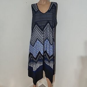 Per Septions Blue Chevron High Low Dress Size 1X